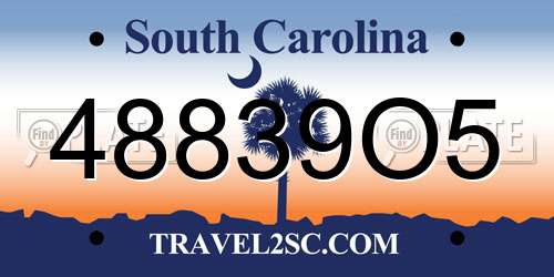 48839O5 South Carolina License Plate
