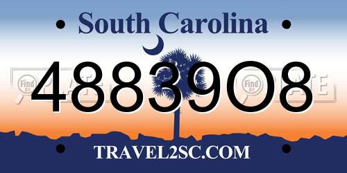 48839O8 South Carolina License Plate