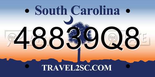 48839Q8 South Carolina License Plate