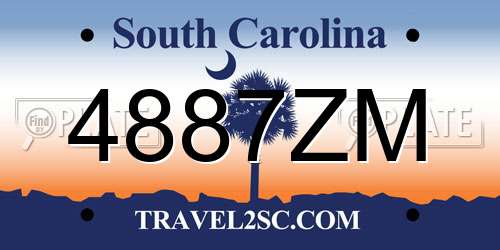 4887ZM South Carolina License Plate