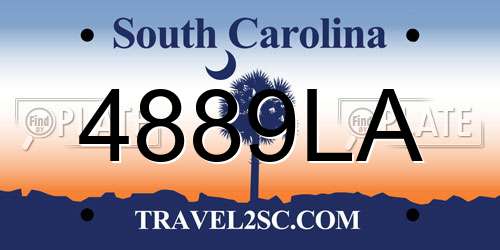 4889LA South Carolina License Plate