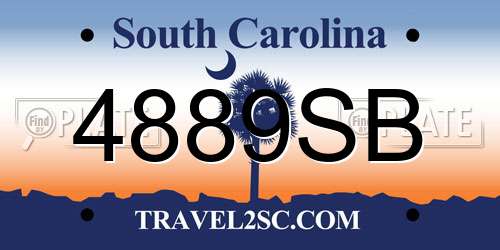 4889SB South Carolina License Plate