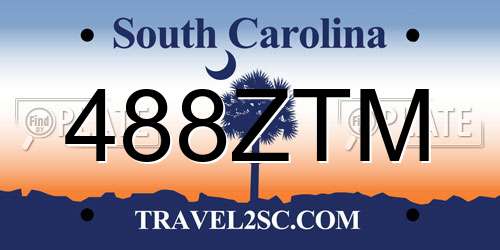 488ZTM South Carolina License Plate