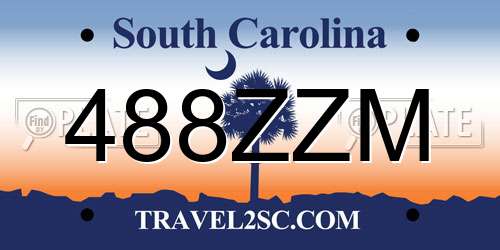 488ZZM South Carolina License Plate