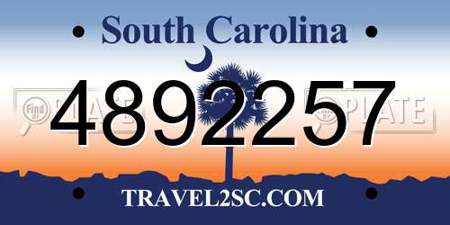 4892257 South Carolina License Plate