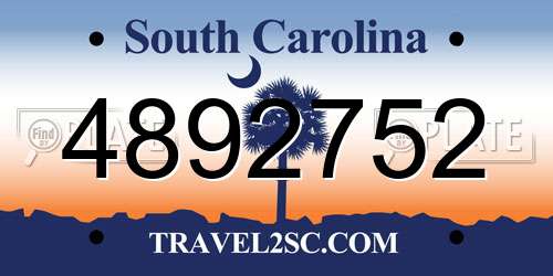 4892752 South Carolina License Plate