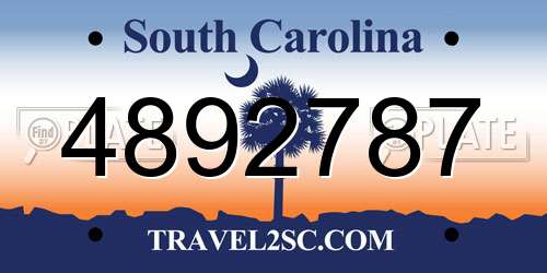4892787 South Carolina License Plate