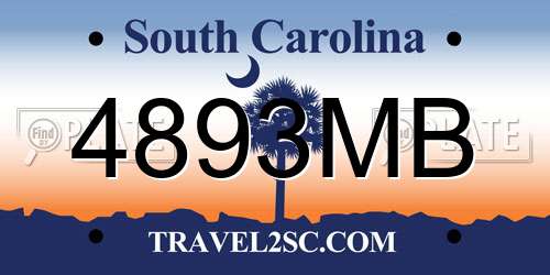 4893MB South Carolina License Plate