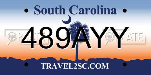 489AYY South Carolina License Plate