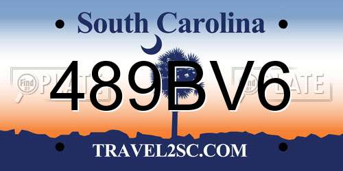 489BV6 South Carolina License Plate