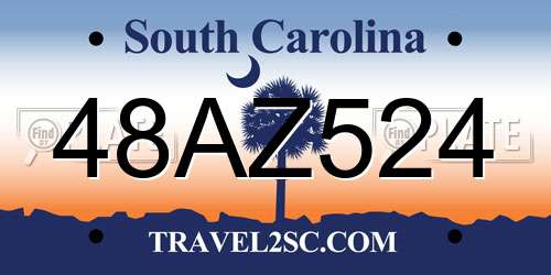 48AZ524 South Carolina License Plate