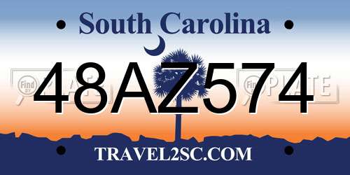 48AZ574 South Carolina License Plate