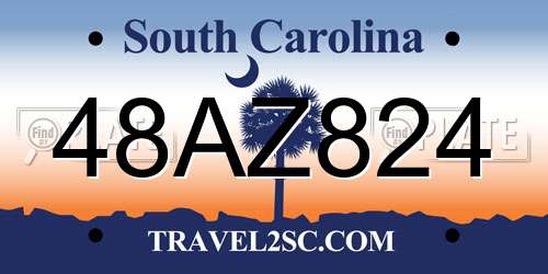 48AZ824 South Carolina License Plate