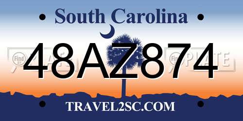 48AZ874 South Carolina License Plate