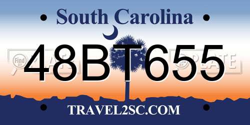 48BT655 South Carolina License Plate