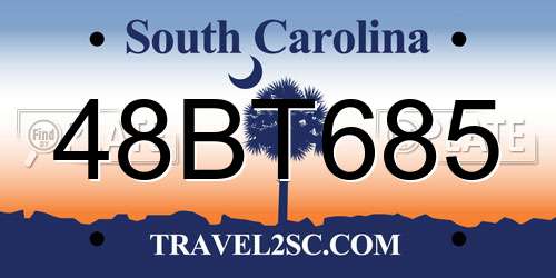 48BT685 South Carolina License Plate