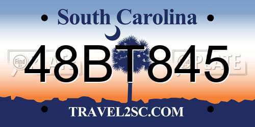 48BT845 South Carolina License Plate