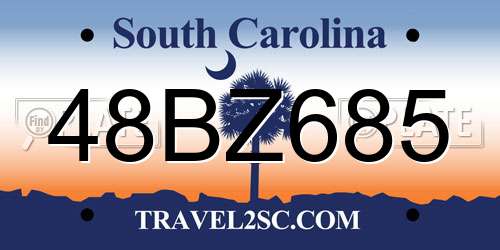 48BZ685 South Carolina License Plate