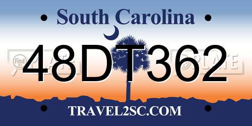 48DT362 South Carolina License Plate