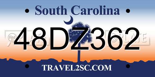 48DZ362 South Carolina License Plate