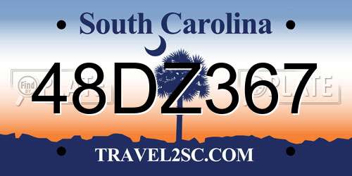 48DZ367 South Carolina License Plate