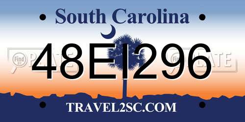 48EI296 South Carolina License Plate