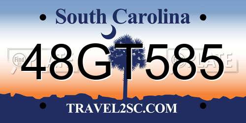 48GT585 South Carolina License Plate