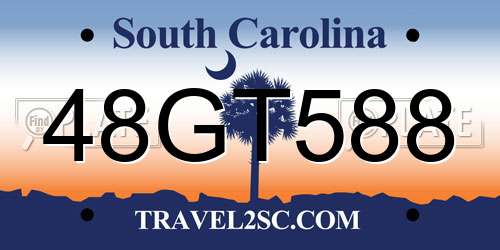 48GT588 South Carolina License Plate