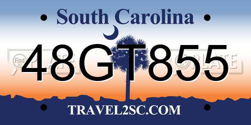 48GT855 South Carolina License Plate