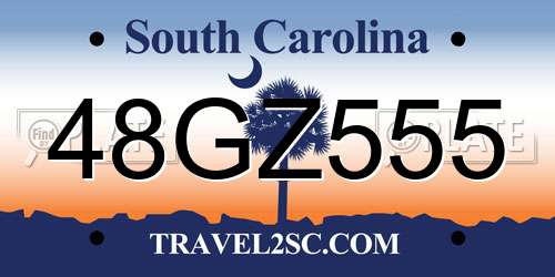 48GZ555 South Carolina License Plate