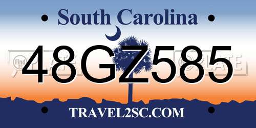 48GZ585 South Carolina License Plate