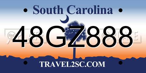 48GZ888 South Carolina License Plate