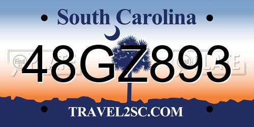 48GZ893 South Carolina License Plate