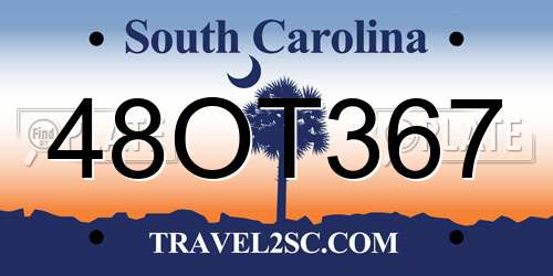 48OT367 South Carolina License Plate