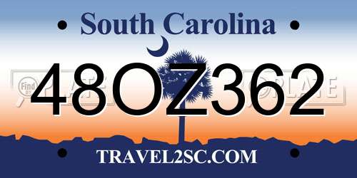 48OZ362 South Carolina License Plate