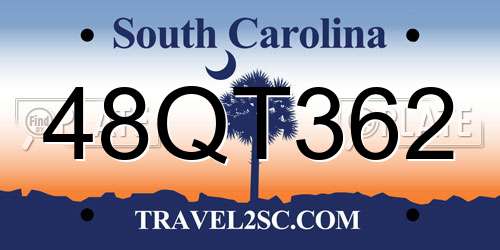 48QT362 South Carolina License Plate