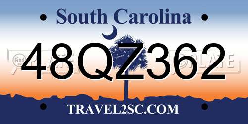 48QZ362 South Carolina License Plate