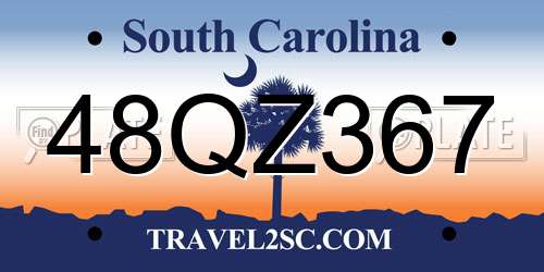 48QZ367 South Carolina License Plate