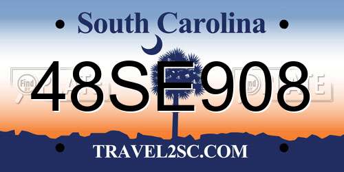 48SE908 South Carolina License Plate