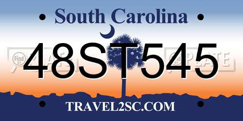 48ST545 South Carolina License Plate