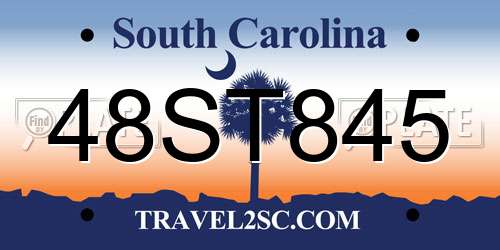 48ST845 South Carolina License Plate