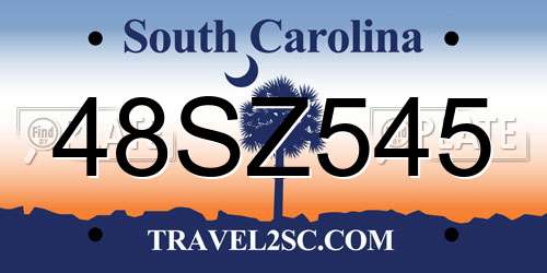 48SZ545 South Carolina License Plate