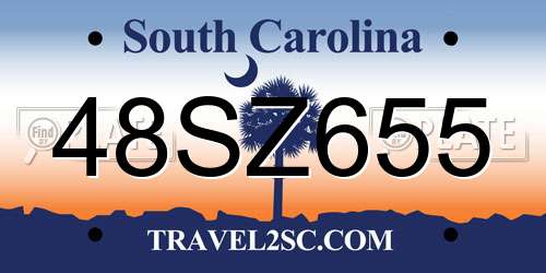 48SZ655 South Carolina License Plate