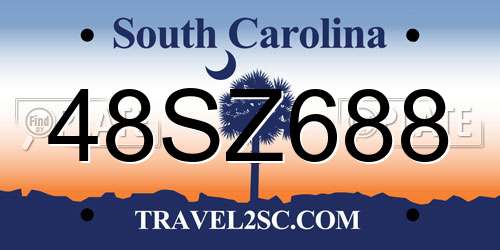 48SZ688 South Carolina License Plate