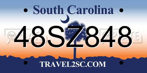 48SZ848 South Carolina License Plate