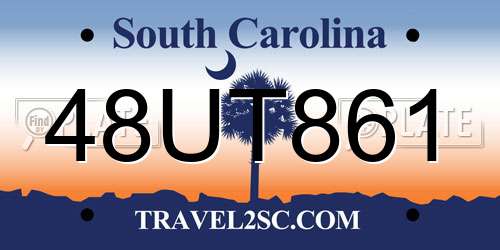 48UT861 South Carolina License Plate