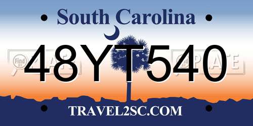 48YT540 South Carolina License Plate