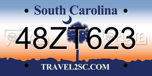 48ZT623 South Carolina License Plate