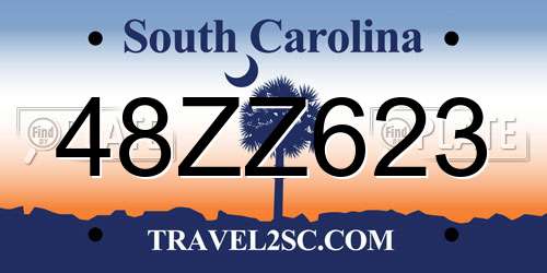 48ZZ623 South Carolina License Plate