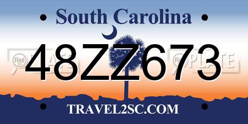 48ZZ673 South Carolina License Plate
